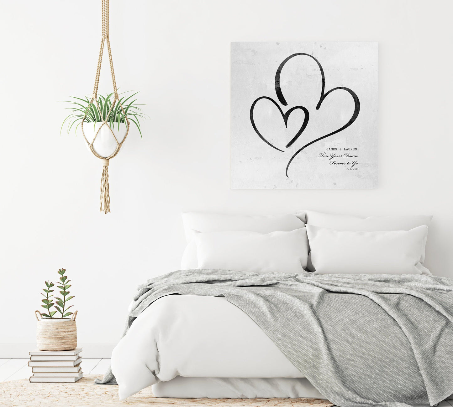 Ten Years Down Personalized Hearts Plaque on Tin