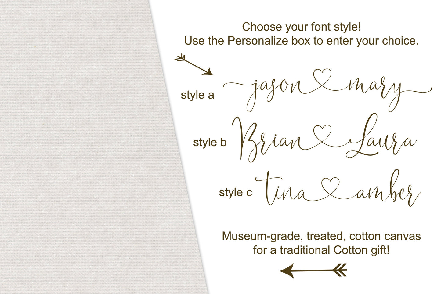 Cotton Heart Connected Names Est Canvas