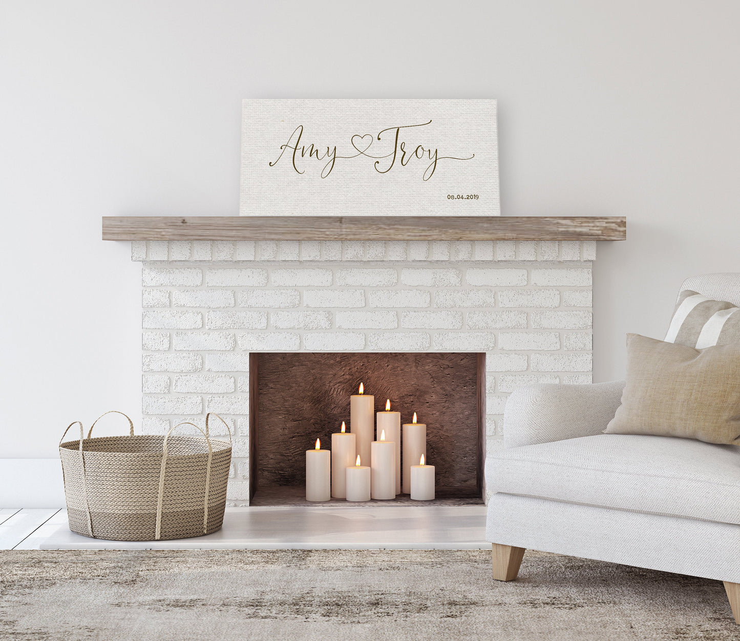 Cotton Heart Connected Names Est Canvas