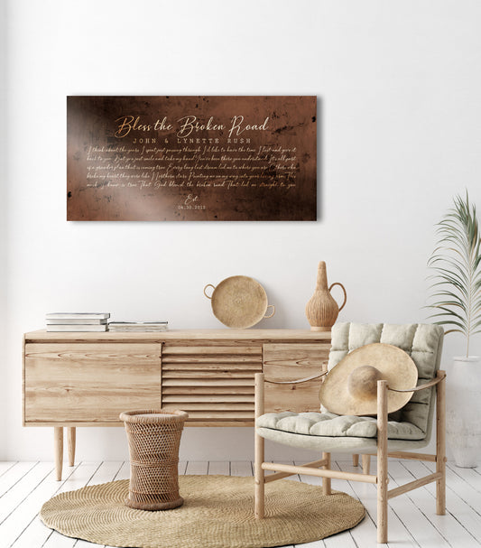 Bronze Gift, Wedding Song on Bronze, For Wife, 8th Wedding Anniversary Gift, Song on Metal, First Dance Song Print, 8 Year Anniversary Gift