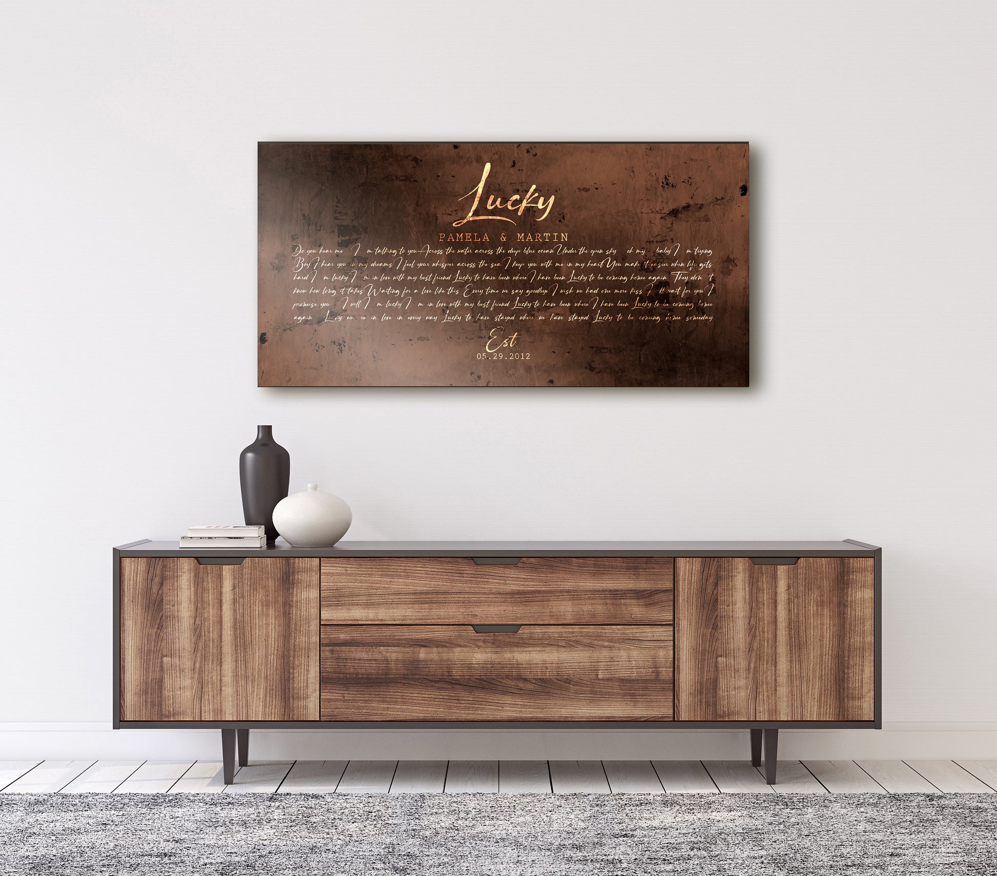 Bronze Gift, Wedding Song on Bronze, For Wife, 8th Wedding Anniversary Gift, Song on Metal, First Dance Song Print, 8 Year Anniversary Gift