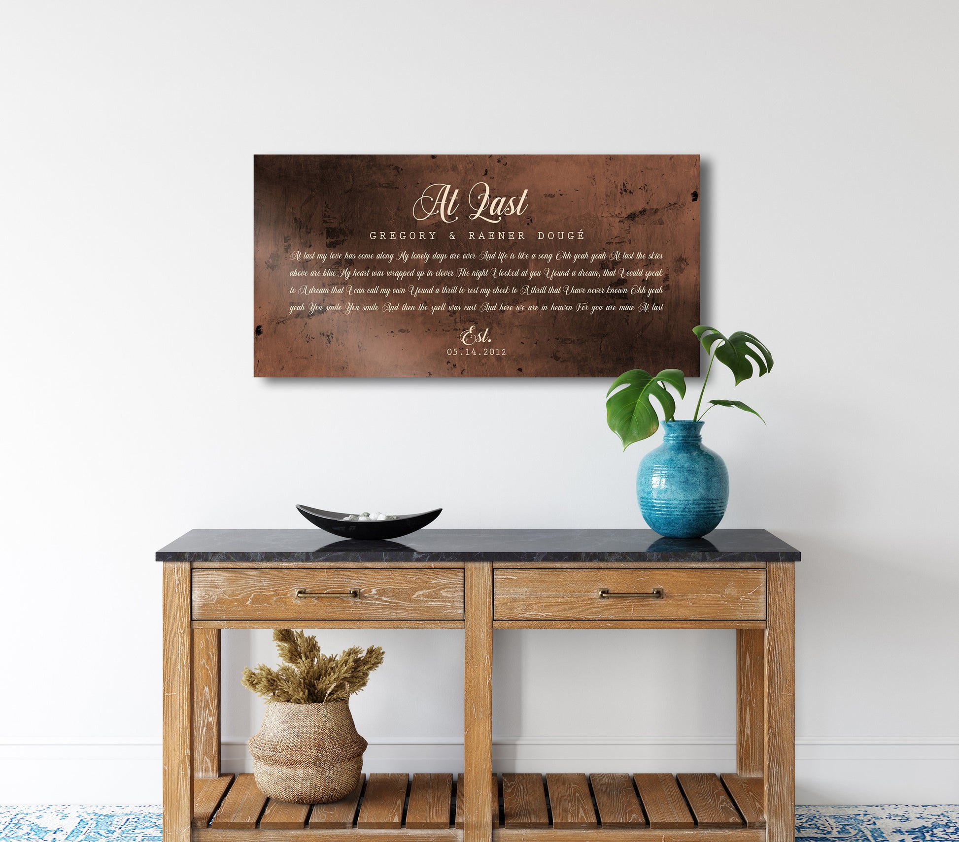 Bronze Gift, Wedding Song on Bronze, For Wife, 8th Wedding Anniversary Gift, Song on Metal, First Dance Song Print, 8 Year Anniversary Gift