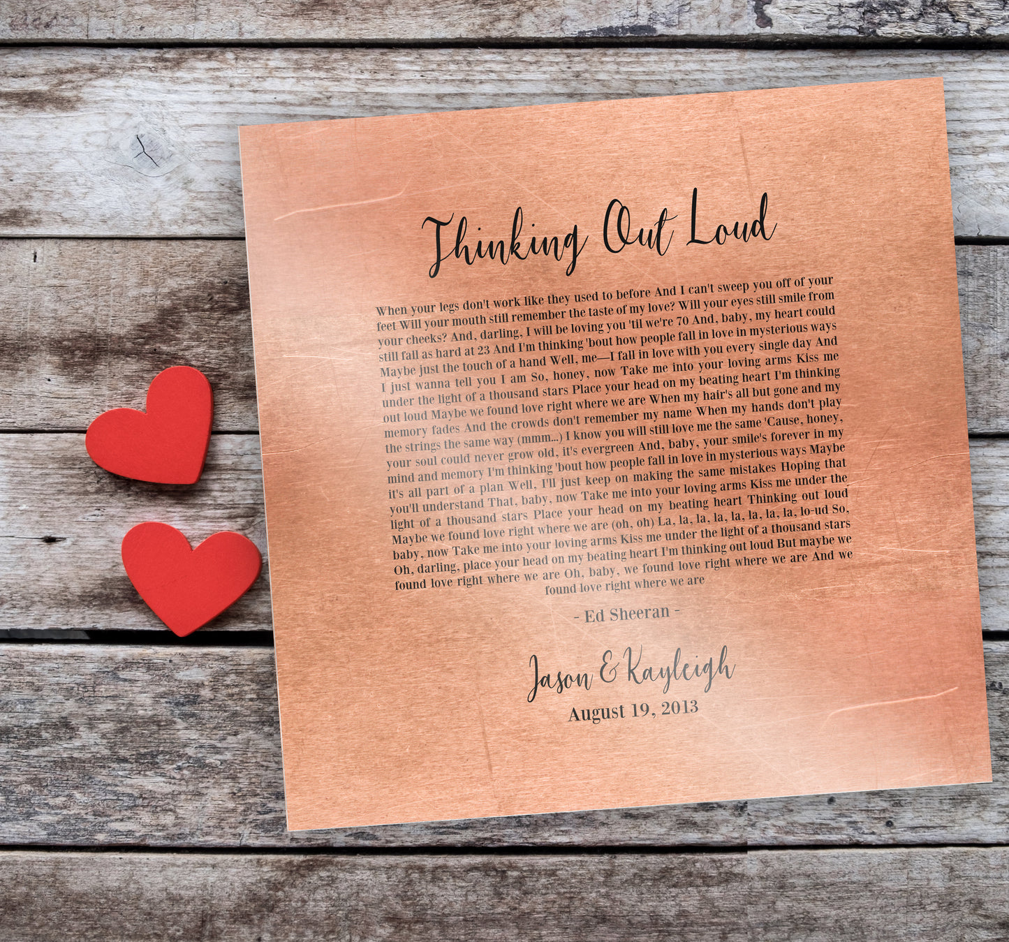 Personalized Copper Song Lyric Sign