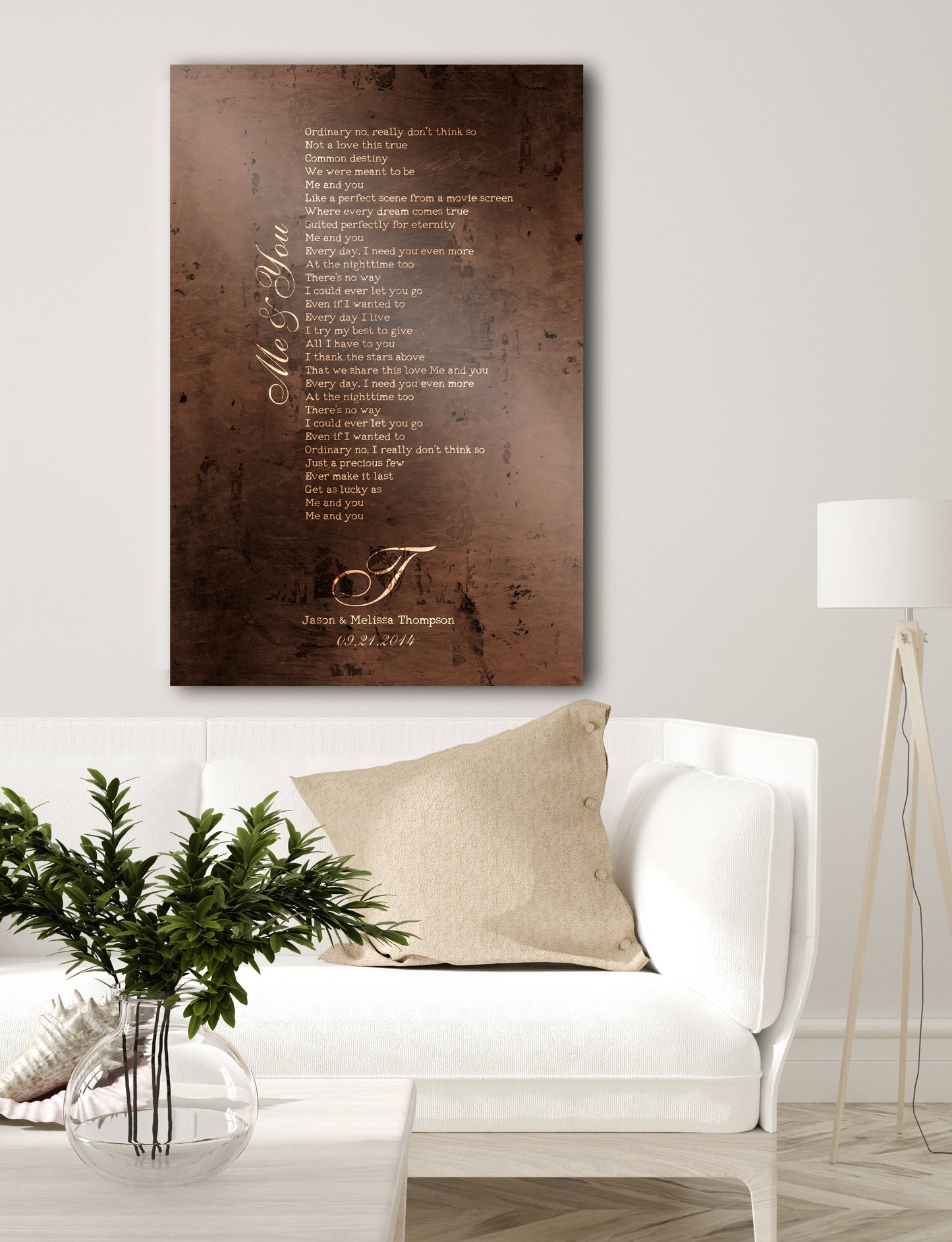 Bronze Anniversary Gift, Wedding Song on Bronze, 8th Anniversary Gift, Our Song, Metal Sign, Personalized Bronze, Eight Year Anniversary