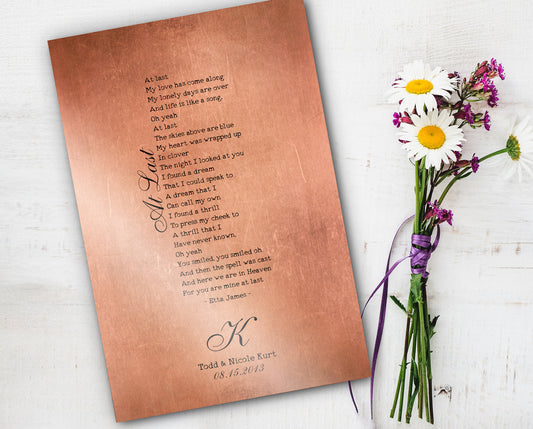 Our Song on Copper, Personalized Copper Gift