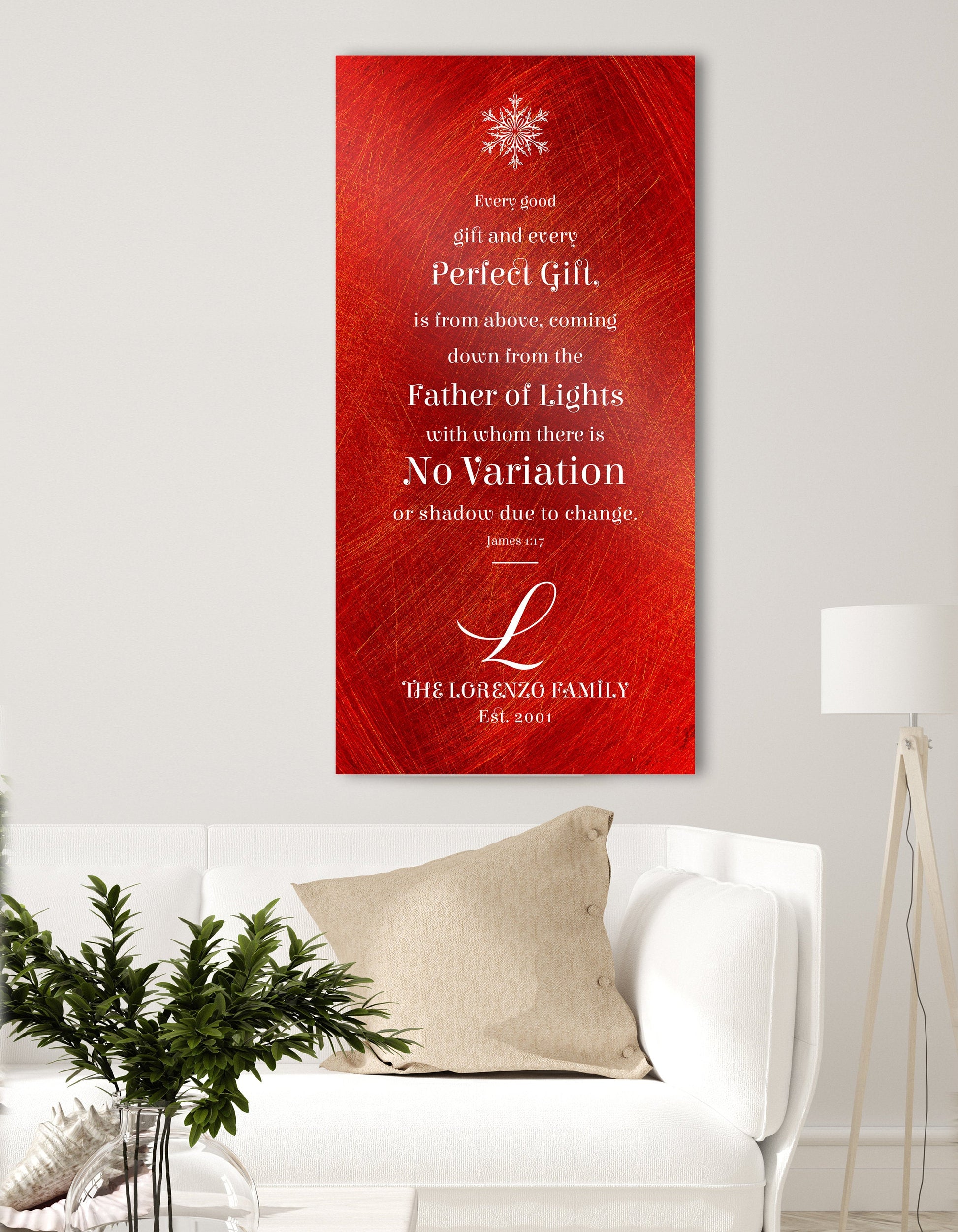 Christmas Scripture Sign, Christian, Christmas Sign, James 1:17, Merry Christmas Sign, Monogrammed, Every Good and Perfect Gift Sign