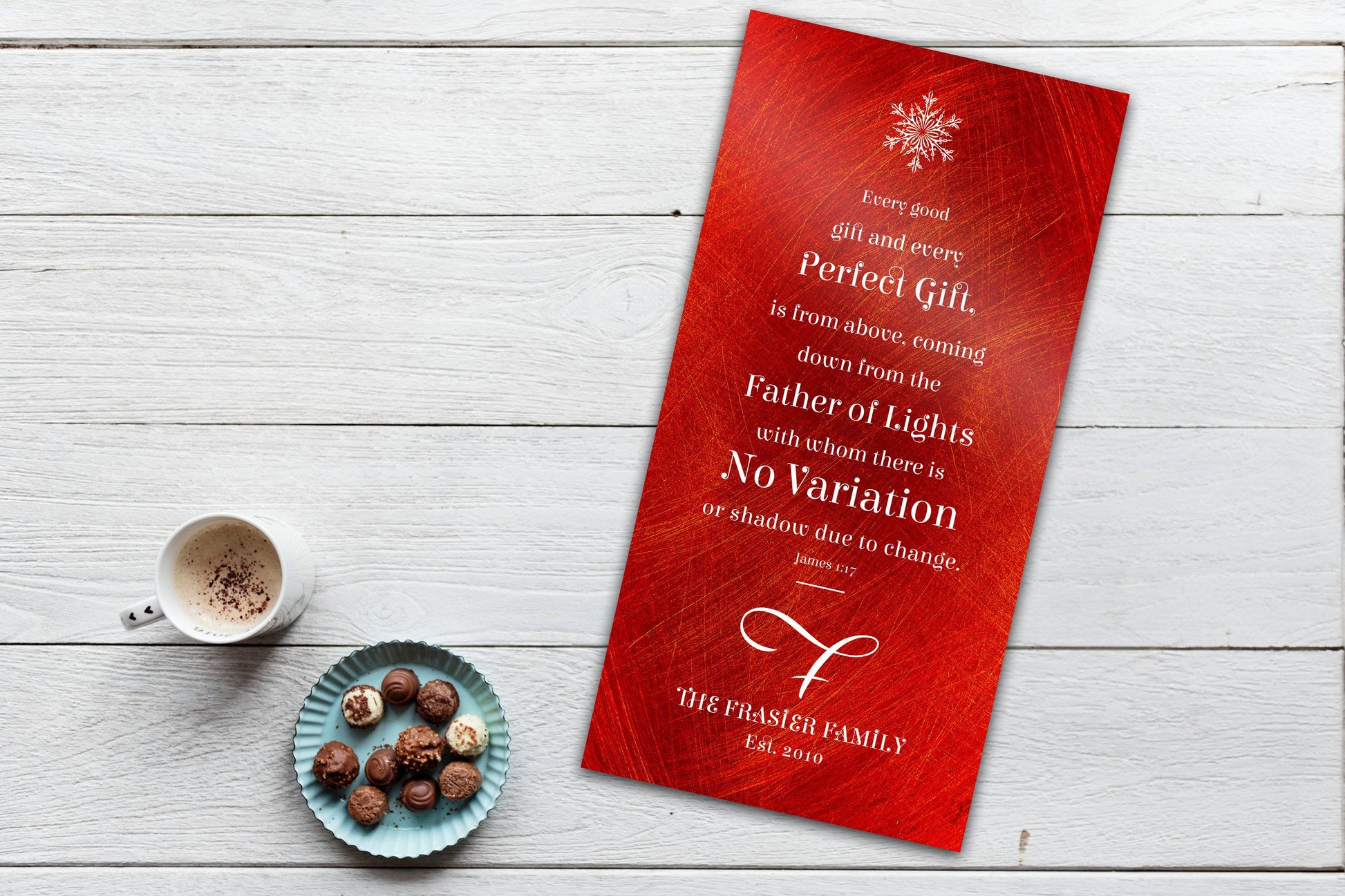 Christmas Scripture Sign, Christian, Christmas Sign, James 1:17, Merry Christmas Sign, Monogrammed, Every Good and Perfect Gift Sign