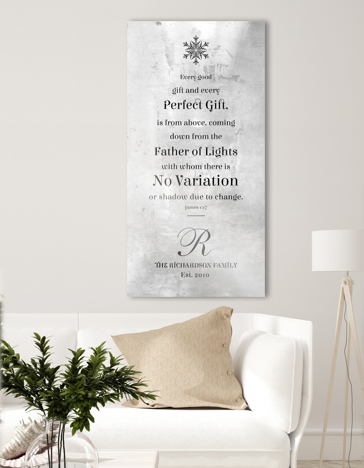 Farmhouse Christmas Sign, Christmas Scripture Sign, Christian, Christmas Sign, James 1:17,  Monogrammed, Every Good and Perfect Gift Sign