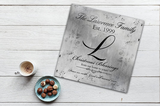 Rustic Silver, Farmhouse Christmas, Merry Christmas Sign, Family Gift, Christmas Sign, Holiday Wall Decor, Established Sign, Last Name, Sign