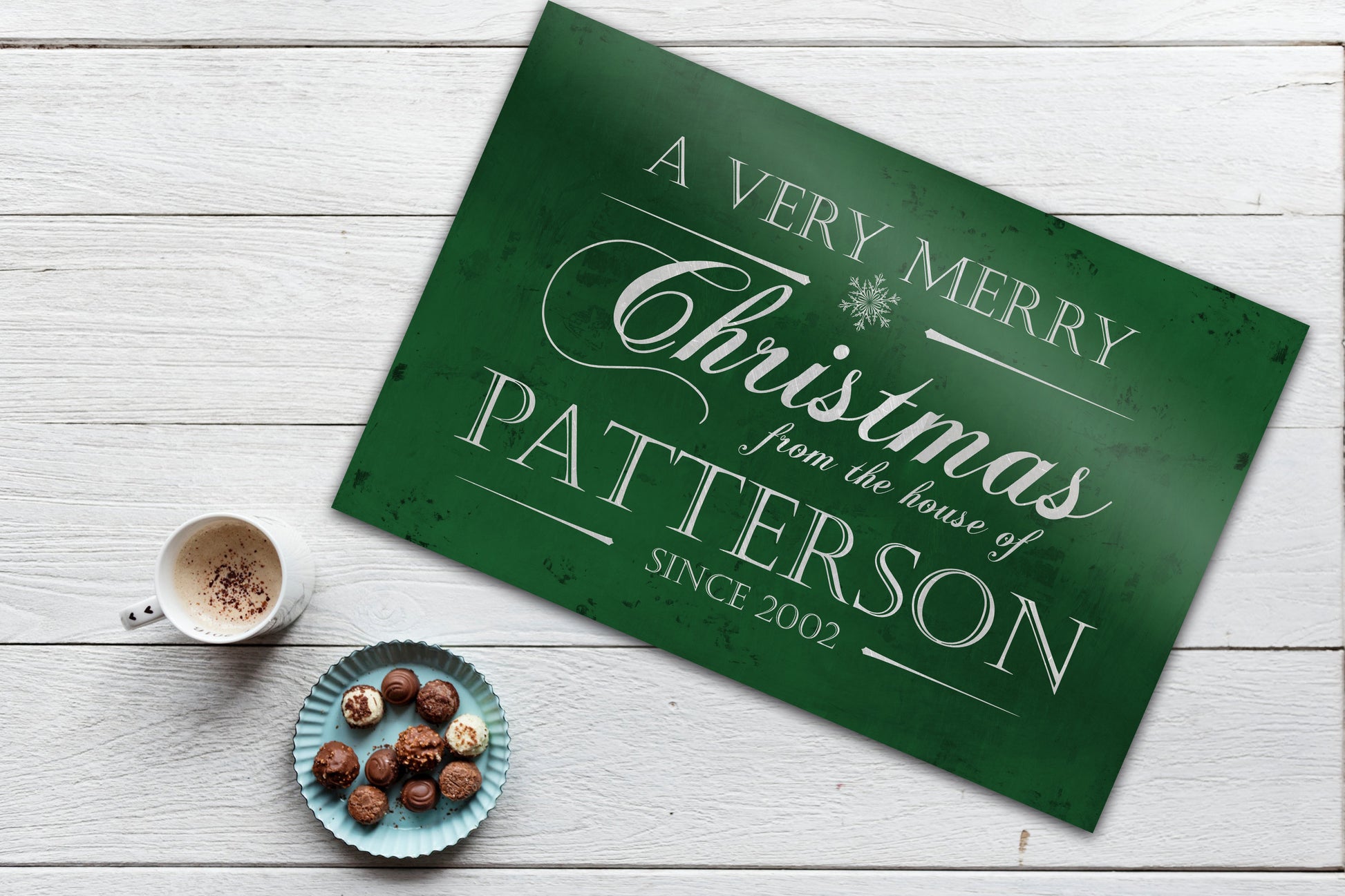 Personalize Holiday Sign, Family Sign, Christmas Sign Farmhouse, Est. sign, Metal Christmas Sign, Rustic, Large Christmas Sign, Green Decor