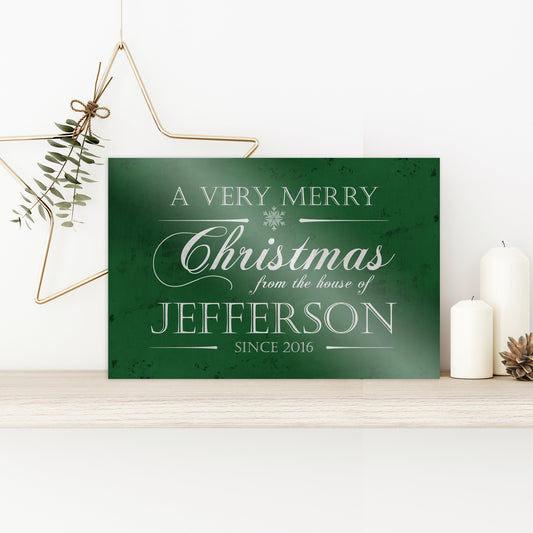 Personalize Holiday Sign, Family Sign, Christmas Sign Farmhouse, Est. sign, Metal Christmas Sign, Rustic, Large Christmas Sign, Green Decor
