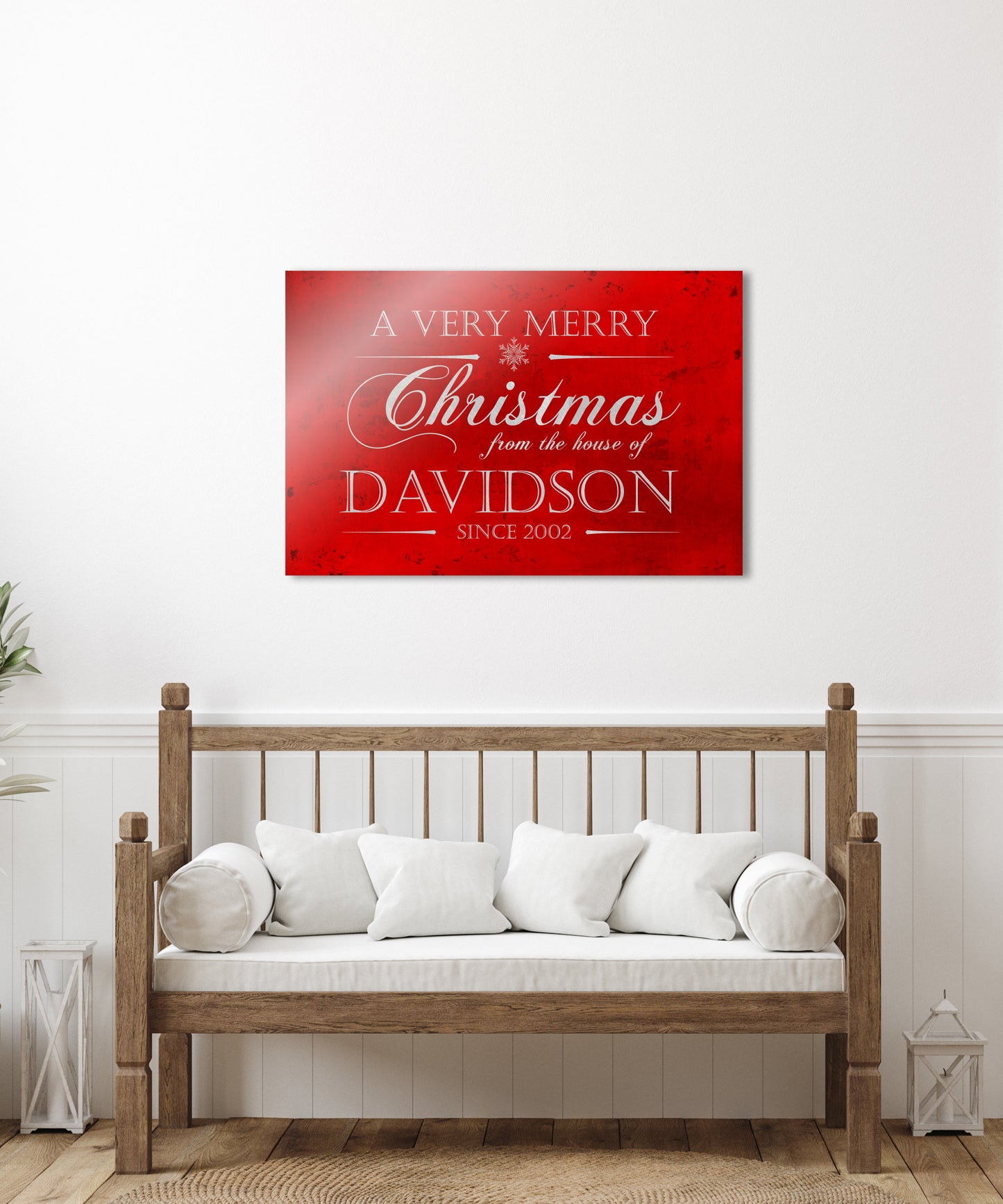 Personalize Holiday Sign, Family Sign, Christmas Sign Farmhouse, Est. sign, Metal Christmas Sign, Rustic, Large Christmas Sign, Red Decor