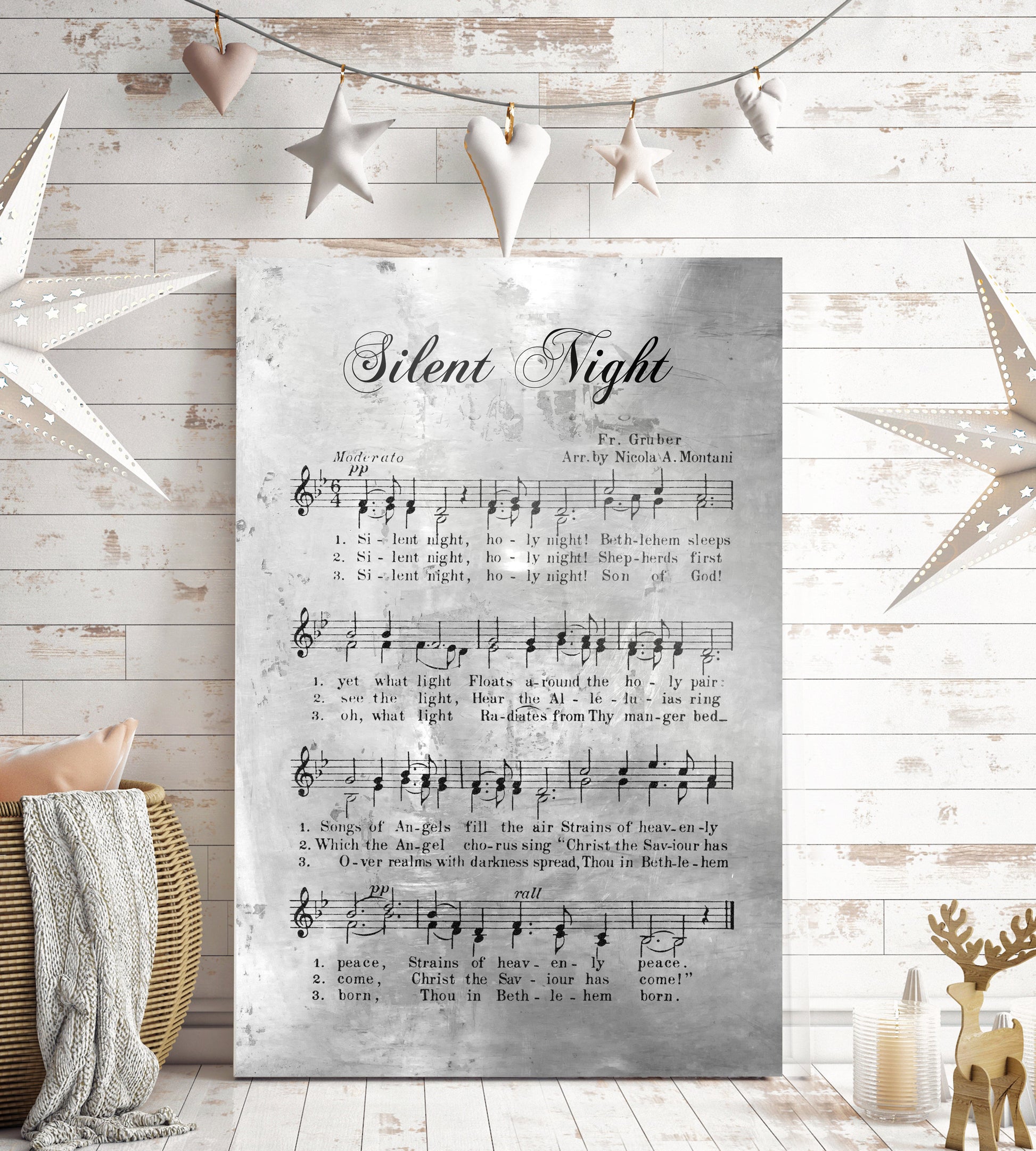 Silent Night, Rustic Christmas Decor, Sheet music Gift, Farmhouse Christmas, Gift for chior, Religious Gift, sign, Metal Christmas Sign