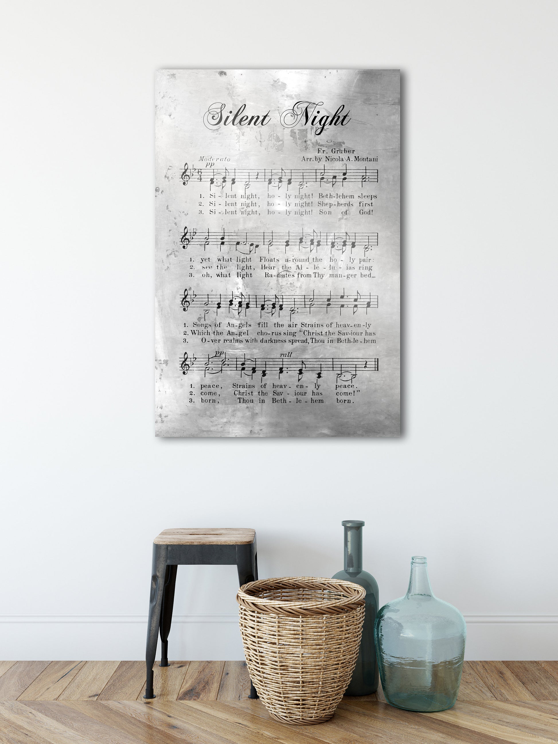 Silent Night, Rustic Christmas Decor, Sheet music Gift, Farmhouse Christmas, Gift for chior, Religious Gift, sign, Metal Christmas Sign
