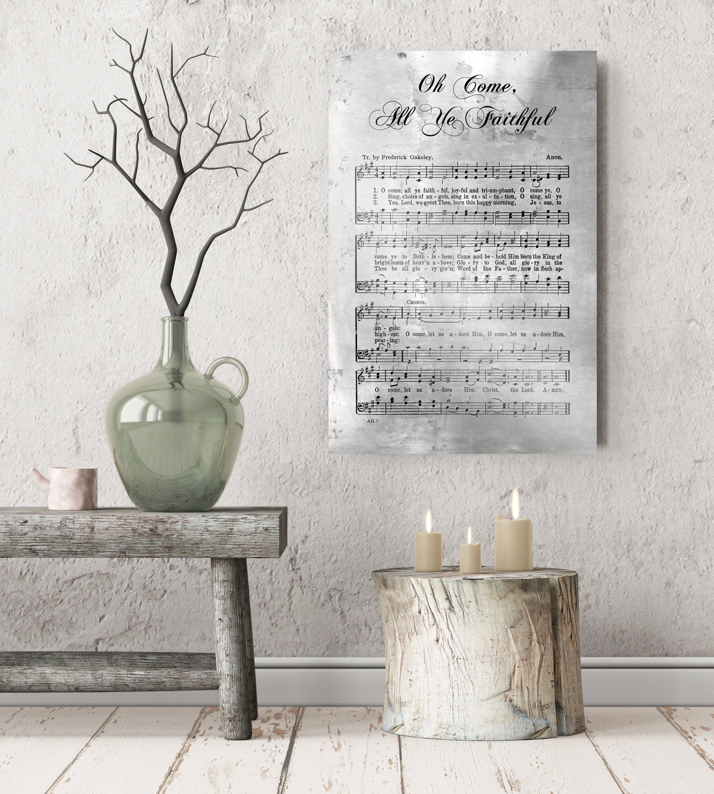 Oh Come All Ye Faithful, Sheet Music, Rustic Christmas Decor, Farmhouse Christmas, Gift, Religious Gift, sign, Metal Christmas Sign, Metal