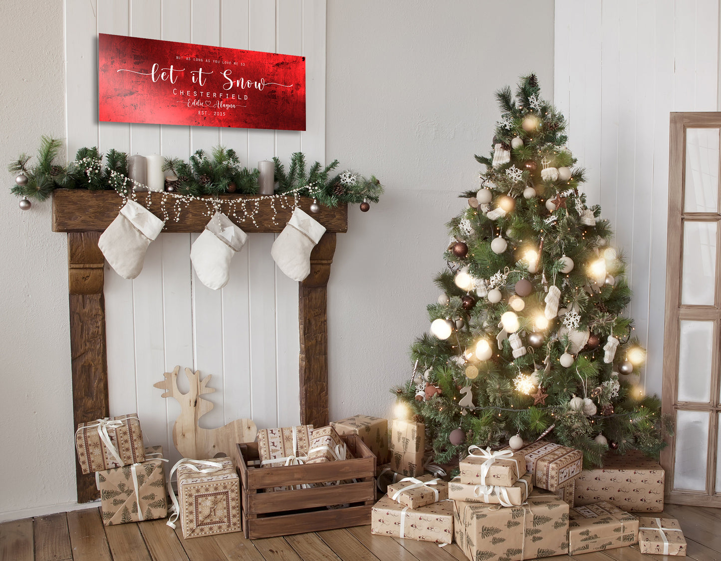 Let it Snow, Couple Gift, Tin Gift, 10 Year Anniversary, Tin gift, Christmas sign, With name, Holiday Sign, Est Sign, Wedding Gift, Winter