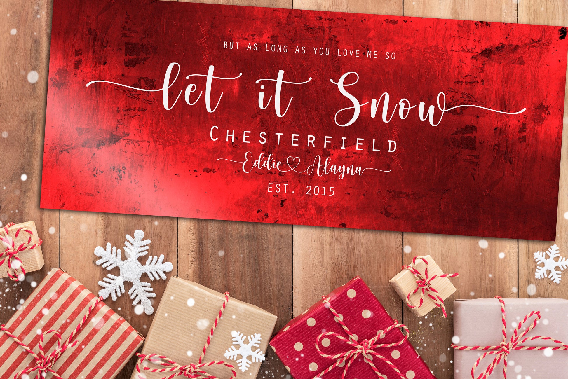 Let it Snow, Couple Gift, Tin Gift, 10 Year Anniversary, Tin gift, Christmas sign, With name, Holiday Sign, Est Sign, Wedding Gift, Winter