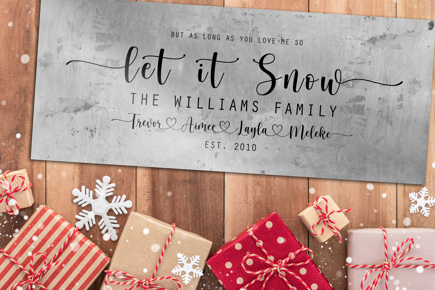 Family Christmas sign, Let it Snow, Couple Gift, Tin Gift, 10 Year, Personalize, Tin gift, Name, Anniversary gift, Est Sign, Wedding Gift,