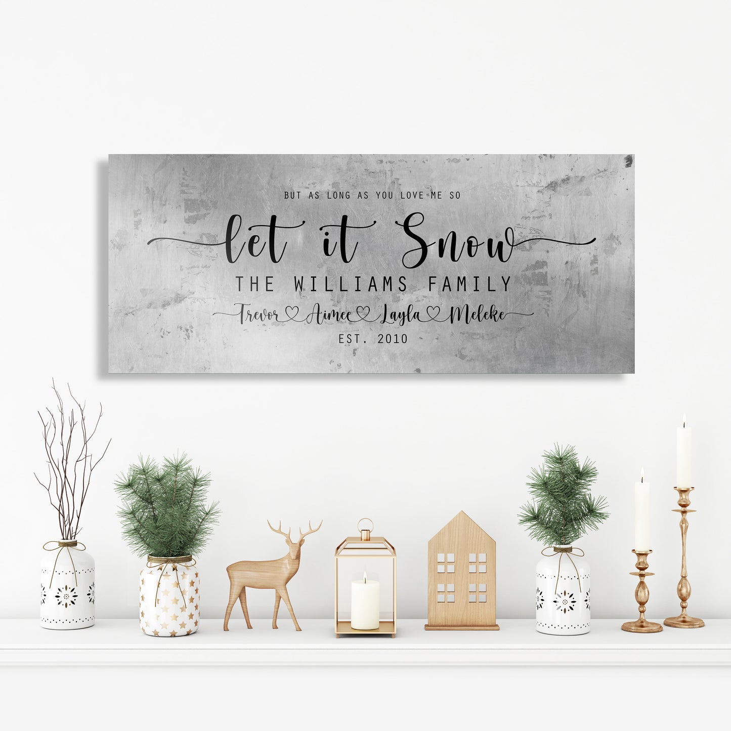 Family Christmas sign, Let it Snow, Couple Gift, Tin Gift, 10 Year, Personalize, Tin gift, Name, Anniversary gift, Est Sign, Wedding Gift,