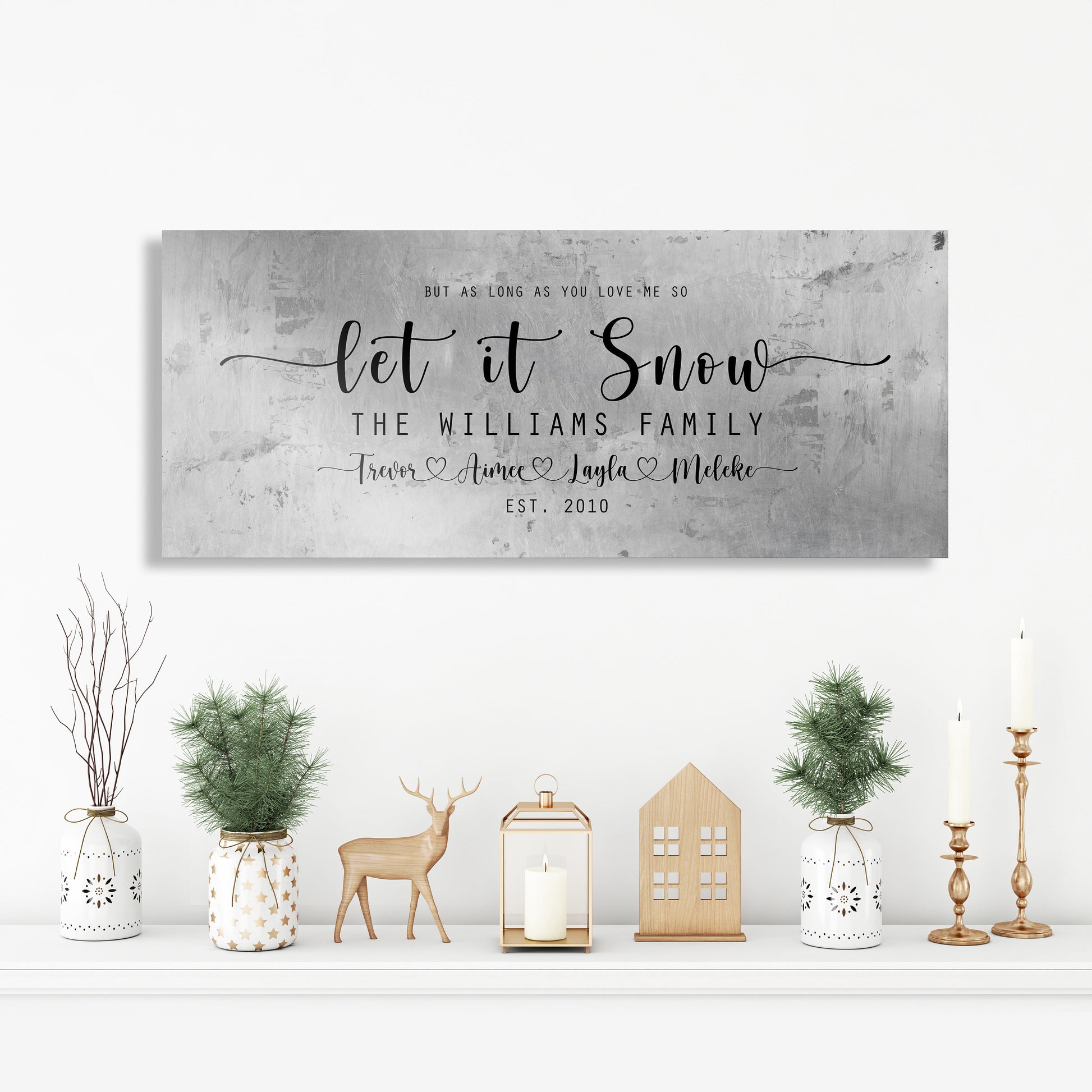 Family Christmas sign, Let it Snow, Couple Gift, Tin Gift, 10 Year, Personalize, Tin gift, Name, Anniversary gift, Est Sign, Wedding Gift,