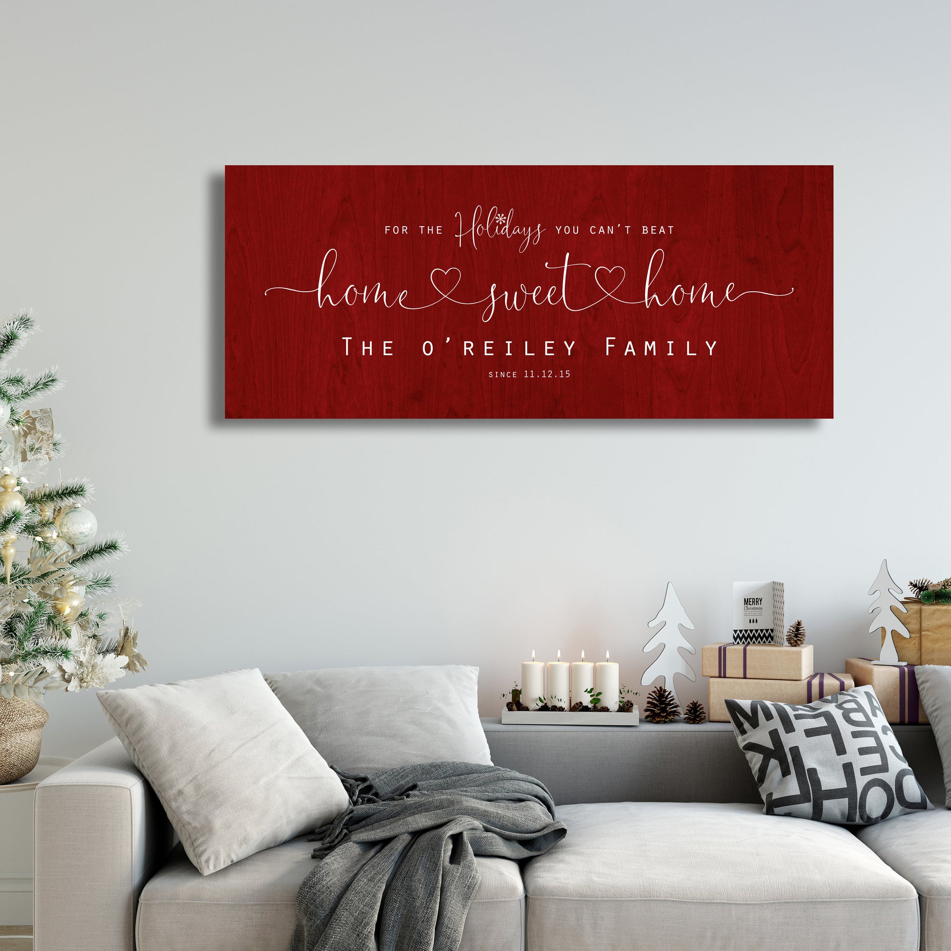 Christmas, Family sign, Home for the Holidays, Couple Gift, Wood Gift, 5 Year, Personalized, With name, Holiday Sign, Est Sign, Wedding gift