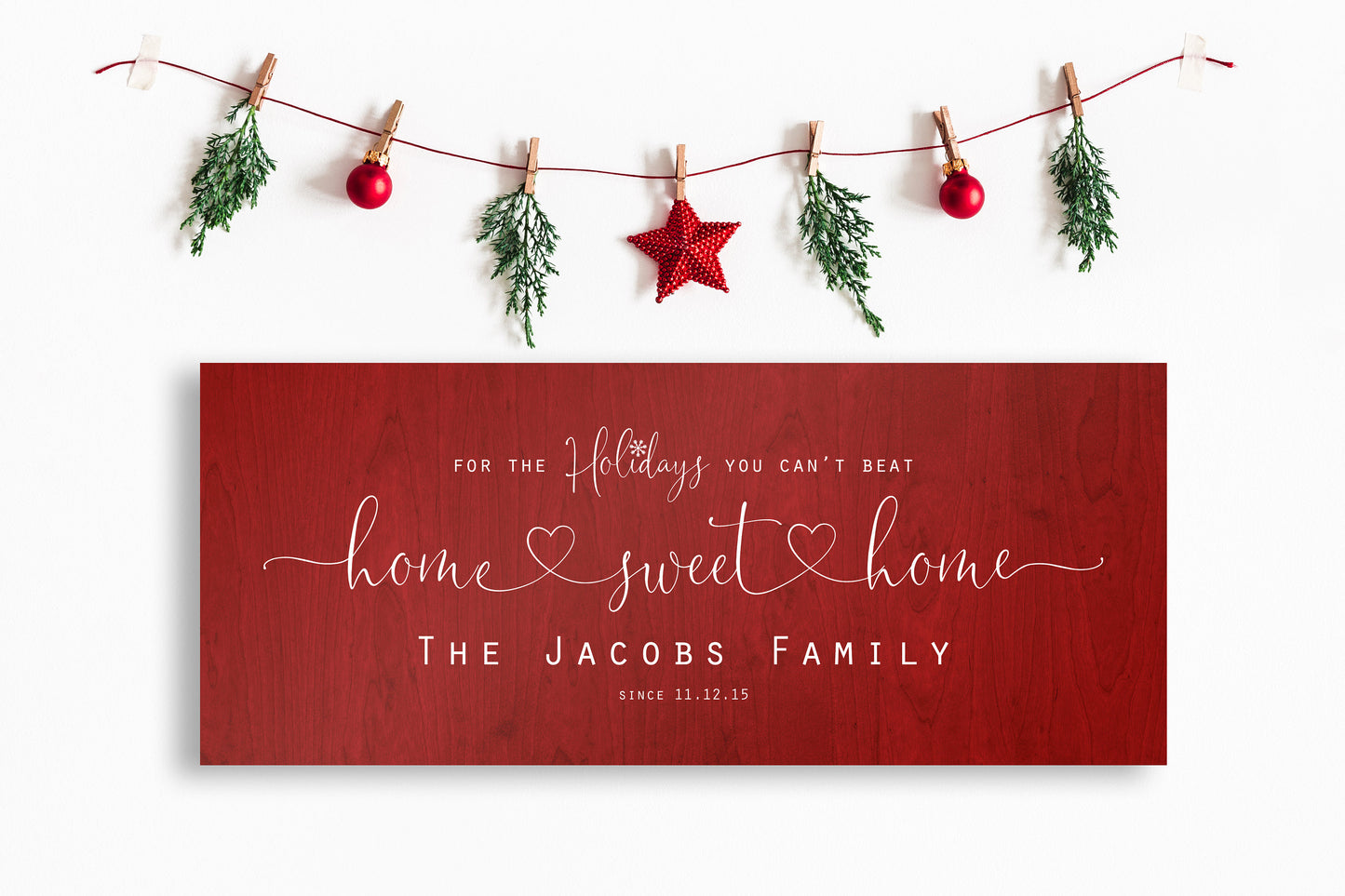 Christmas, Family sign, Home for the Holidays, Couple Gift, Wood Gift, 5 Year, Personalized, With name, Holiday Sign, Est Sign, Wedding gift