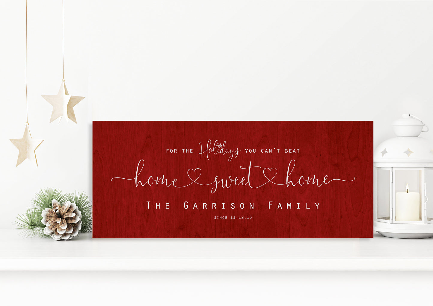 Christmas, Family sign, Home for the Holidays, Couple Gift, Wood Gift, 5 Year, Personalized, With name, Holiday Sign, Est Sign, Wedding gift