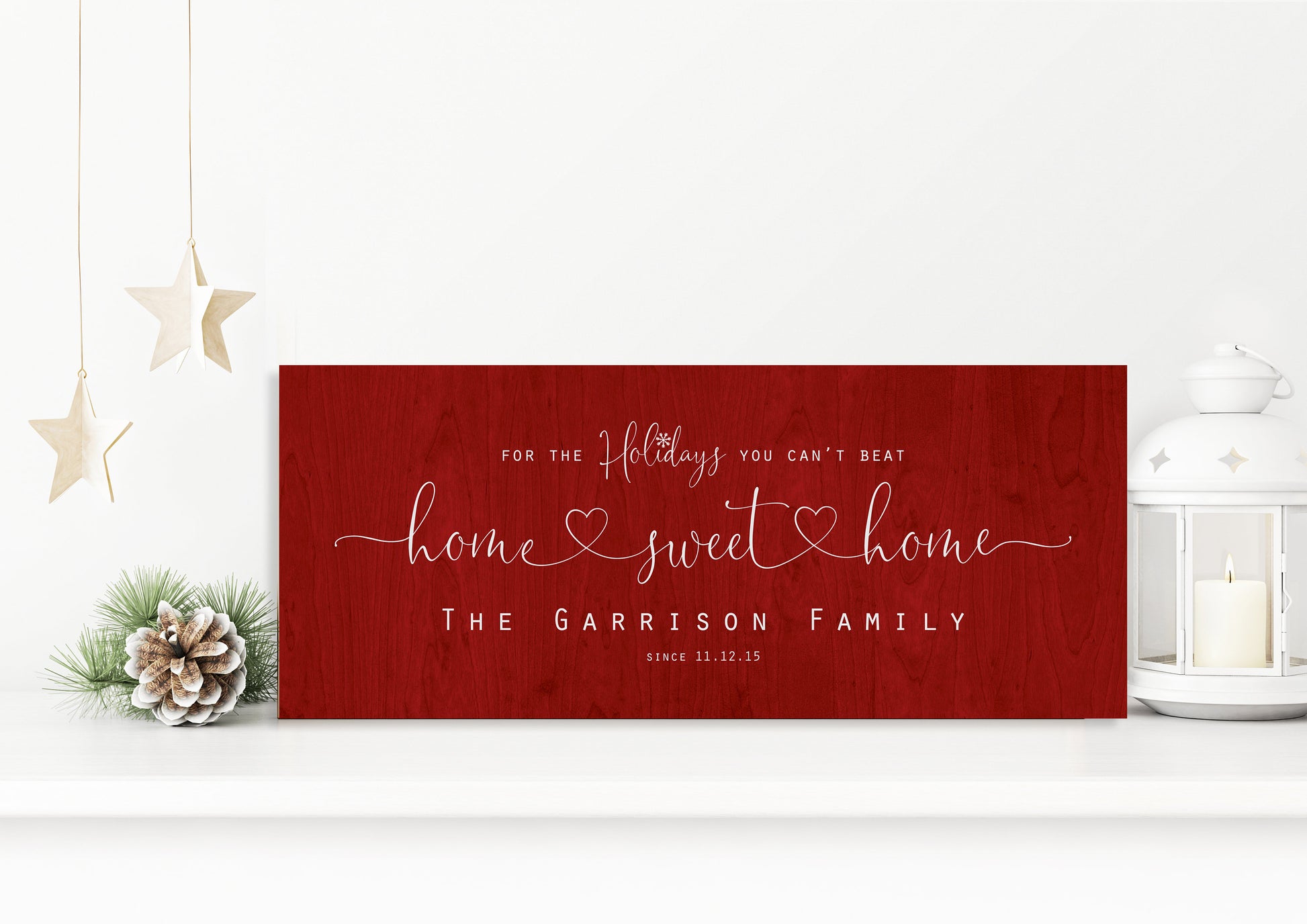 Christmas, Family sign, Home for the Holidays, Couple Gift, Wood Gift, 5 Year, Personalized, With name, Holiday Sign, Est Sign, Wedding gift