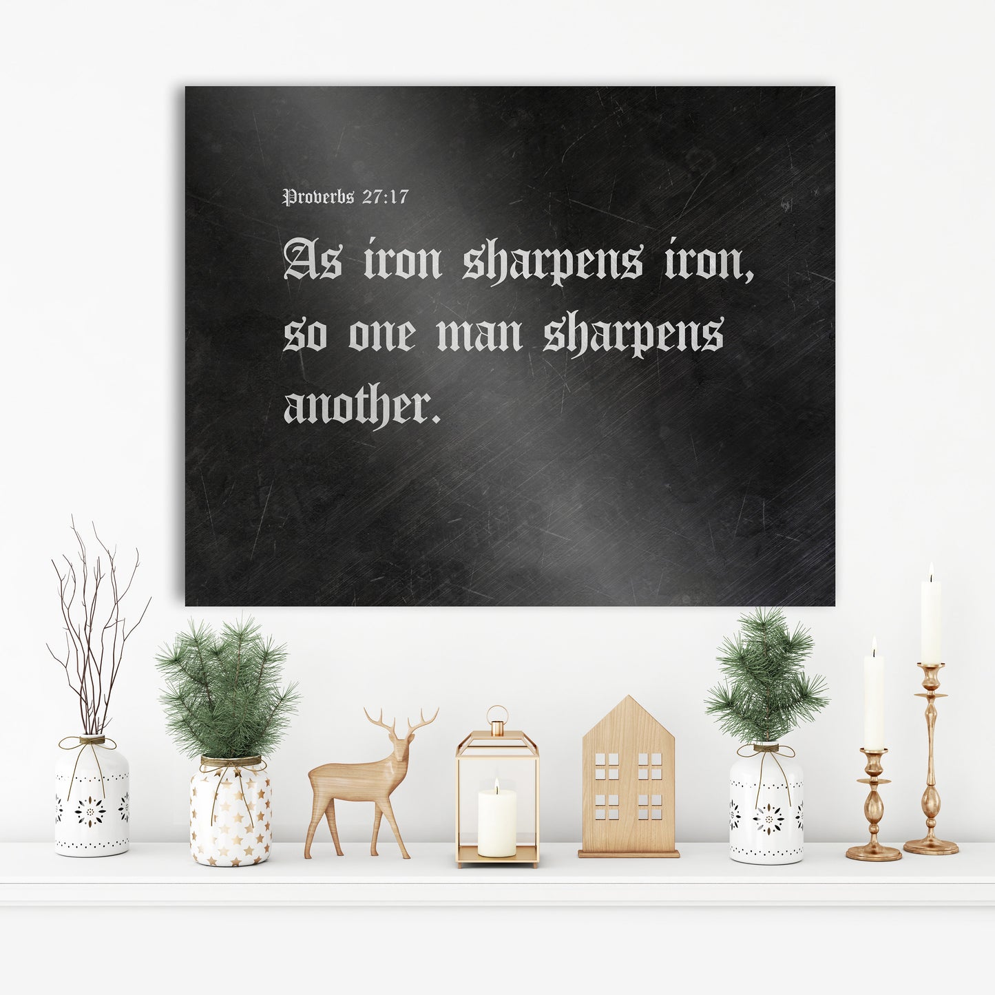 Iron Sharpens Iron, Iron Gift, Old English, Metal Sign, Scripture Sign, Gift, for him, for men, for husband, 6 Year Anniversary, Prov 27:17,