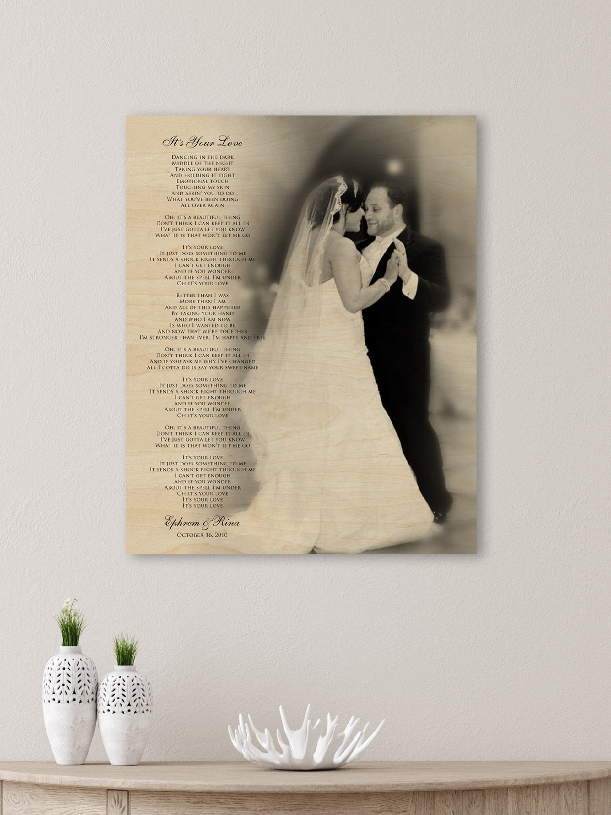 Wood Anniversary Gift, Wedding Photo on Wood