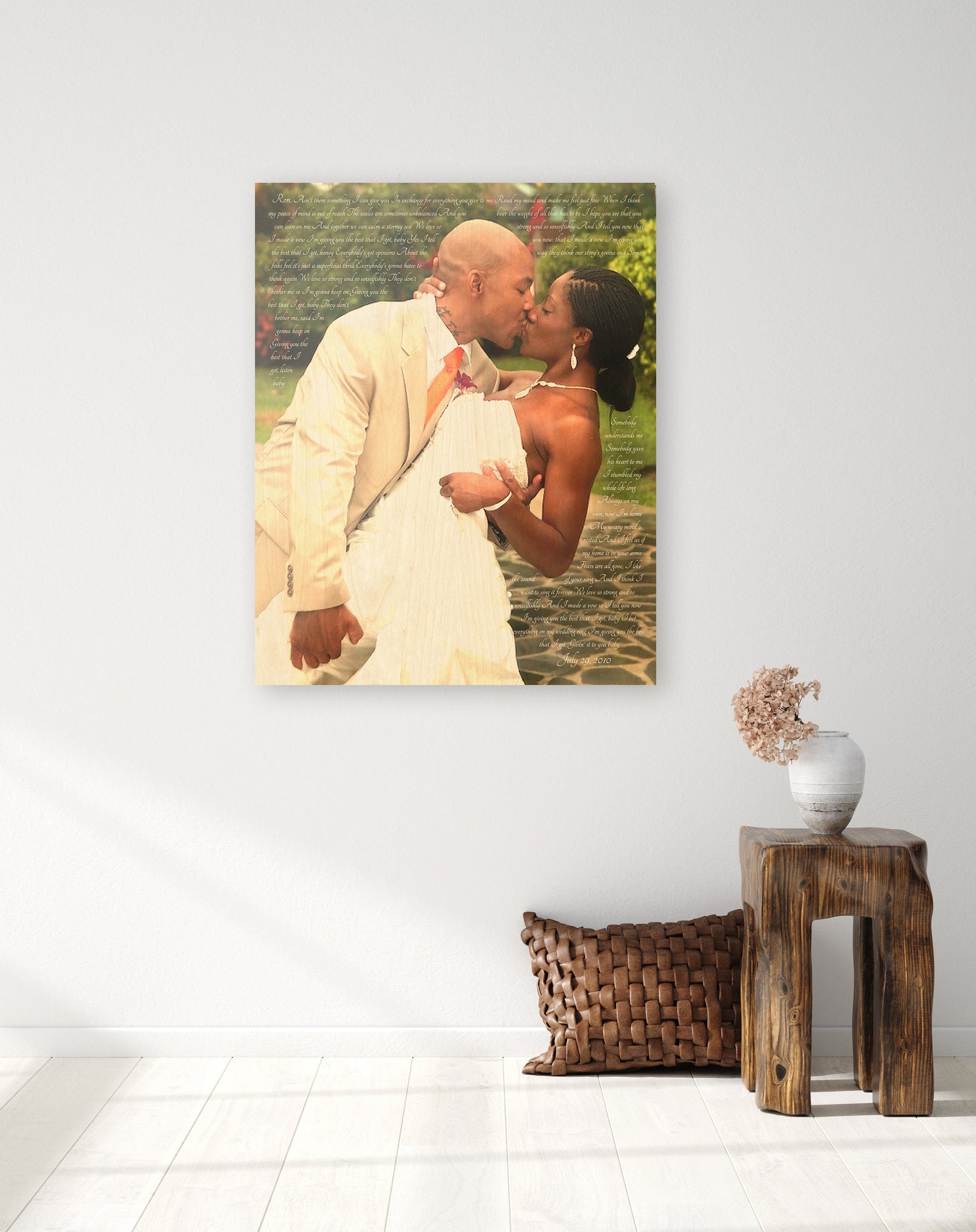 Wood Anniversary Gift, Wedding Photo on Wood