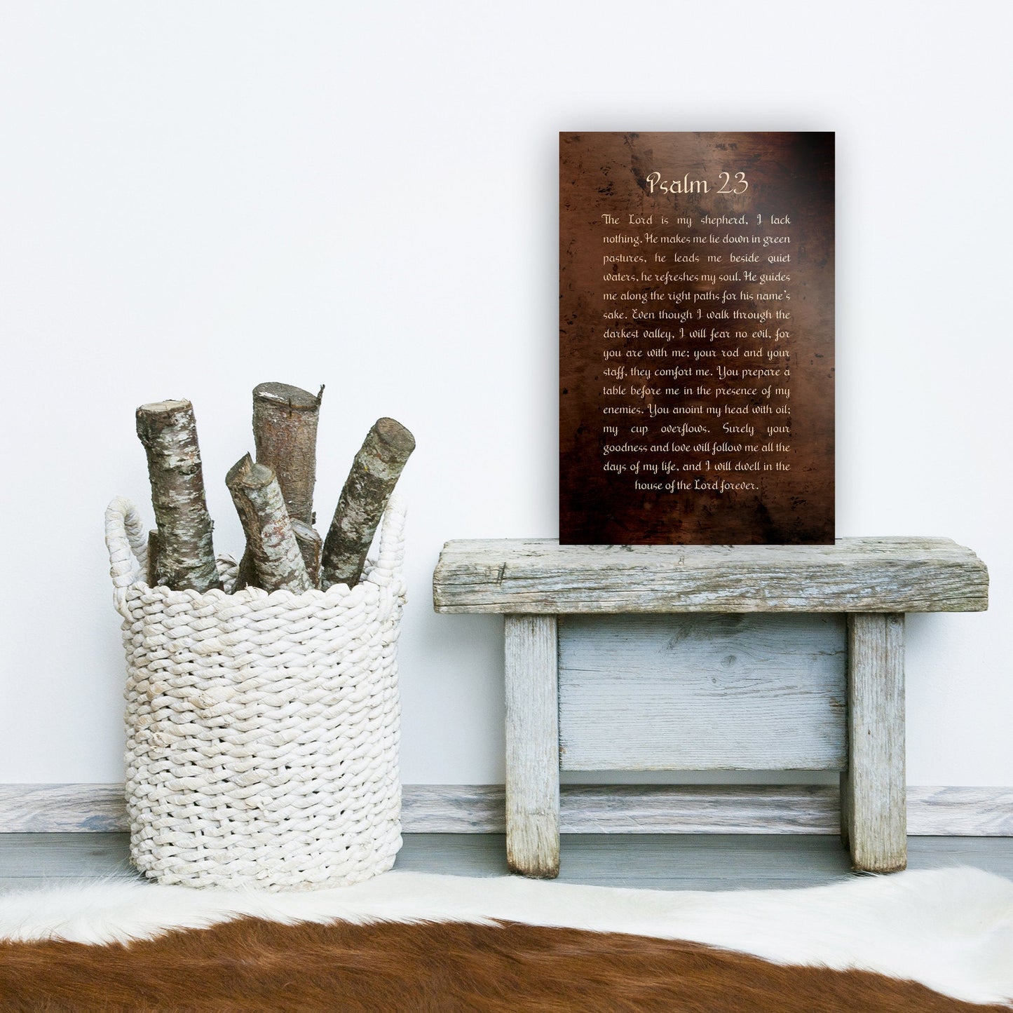 Psalm 23, Christian Gift, Burnished Bronze, Metal Print, Gift,  for him, for her, Pastor Gift, Christian Gift, Scriptures, Sign, Bible Art