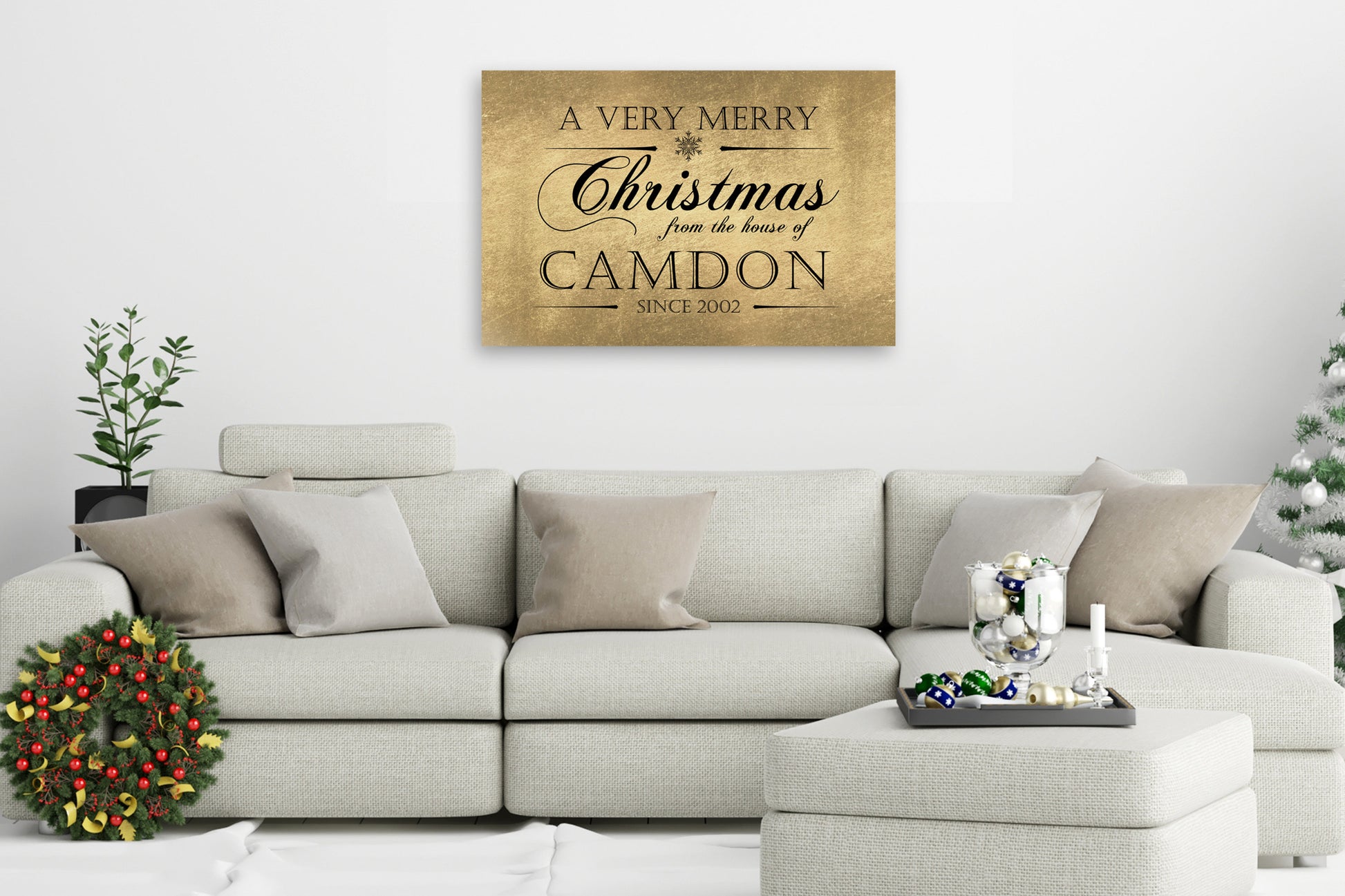 Personalize Holiday Sign, Family Sign, Family Christmas Sign, Christmas wall decor, Established sign, Christmas Gift, Rustic Gold, Name Sign
