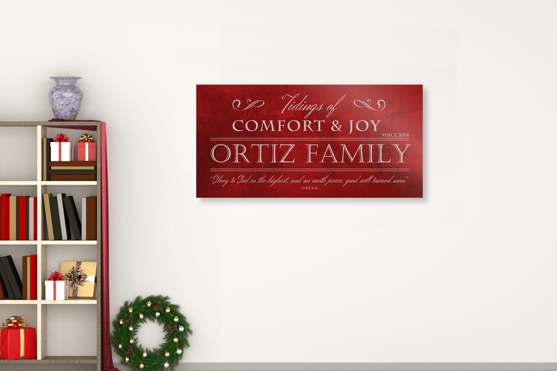 Christian Christmas Sign, Chirstmas wall decor, Personalized Holiday Sign, Large Metal Sign, Family Sign, Name Sign, Merry Christmas Sign
