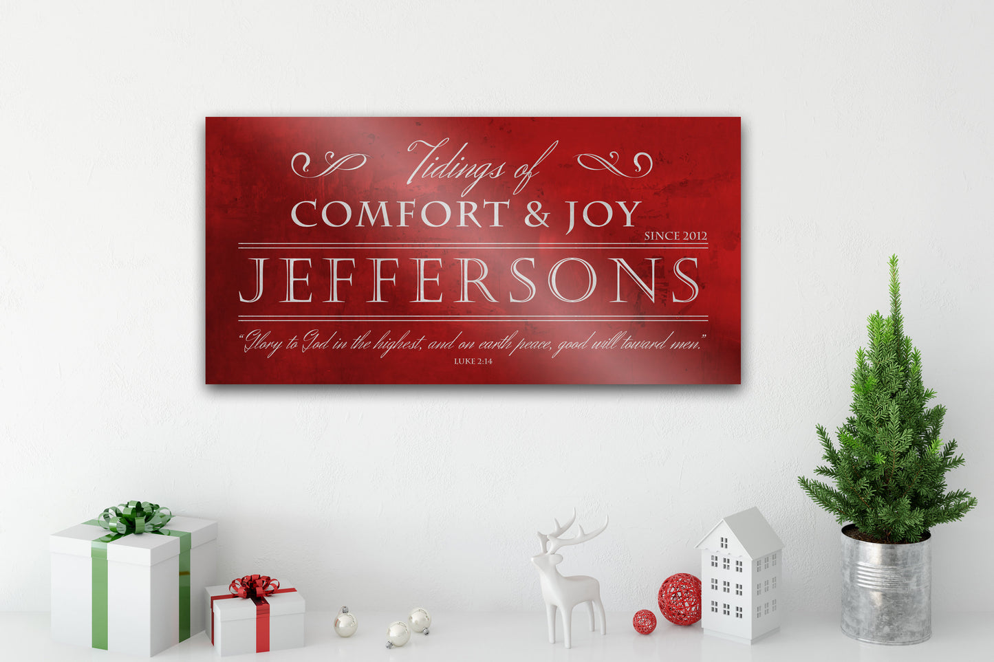 Christian Christmas Sign, Chirstmas wall decor, Personalized Holiday Sign, Large Metal Sign, Family Sign, Name Sign, Merry Christmas Sign