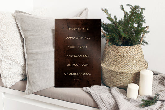 Proverbs 3:5, Trust in the Lord with all your heart, Christian, Gift, Religious, Bronze, Anniversary Gift, Gift, pastor, Gift for Brother