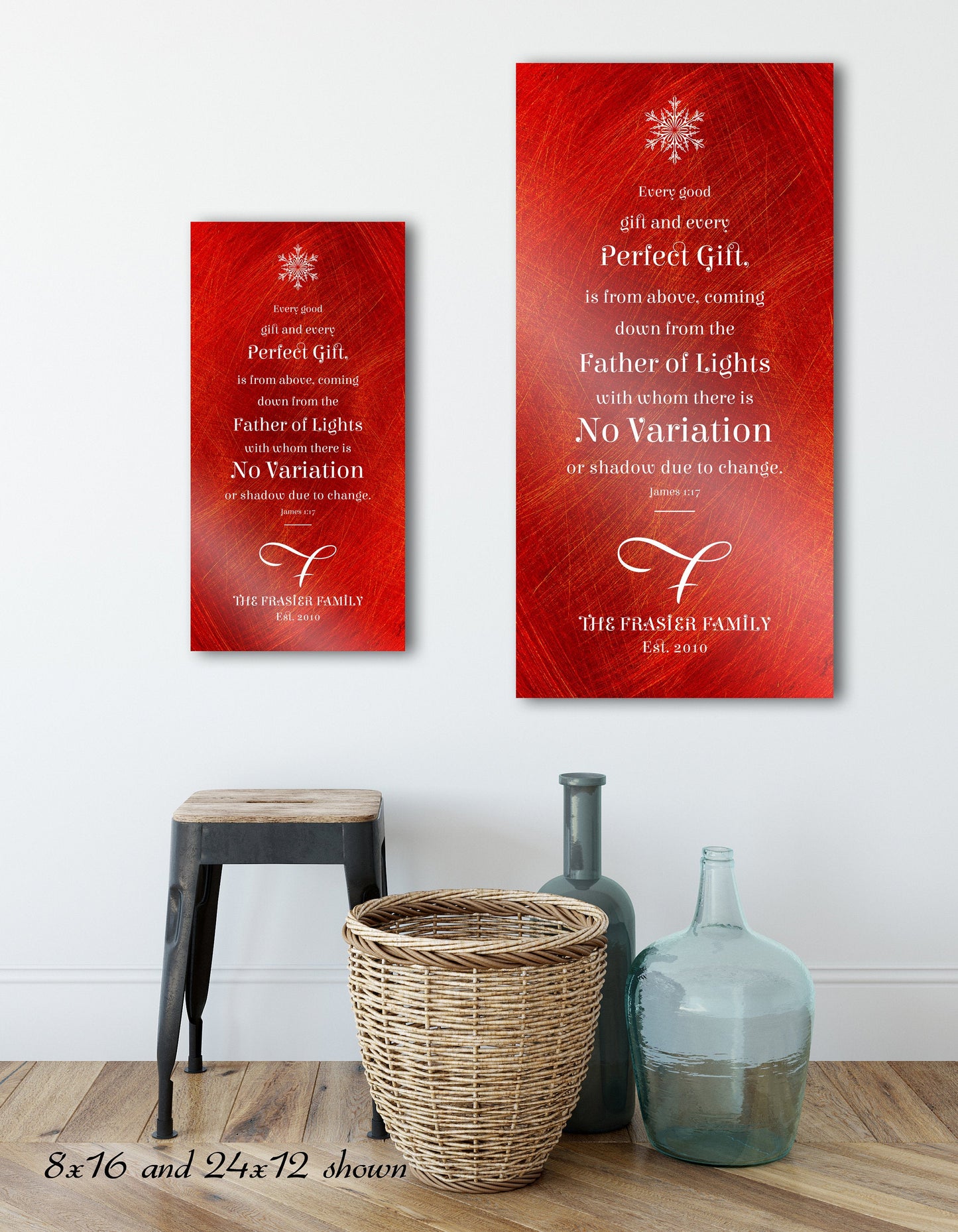 Christmas Scripture Sign, Christian, Christmas Sign, James 1:17, Merry Christmas Sign, Monogrammed, Every Good and Perfect Gift Sign