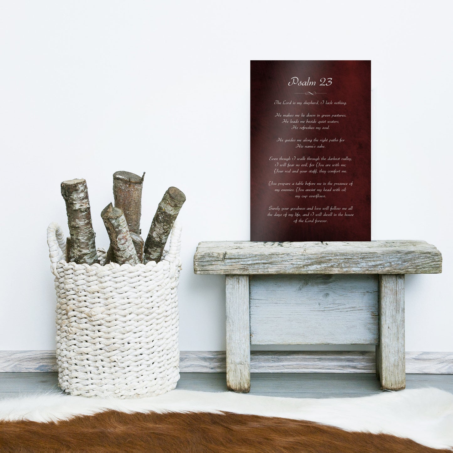 The Lord is my Shepherd I shall not want, Psalm 23, Gift for Christian, Peace, Encouragement, Bible Verse, Sign, Scripture, Pastor Gift Idea