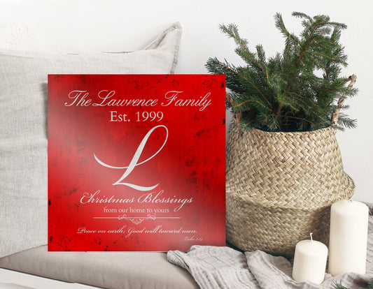 Christmas Sign, Holiday Wall Decor, Red Christmas Decor, Christmas, Family Gift, Established Sign, Last Name, Sign, Merry Christmas Sign