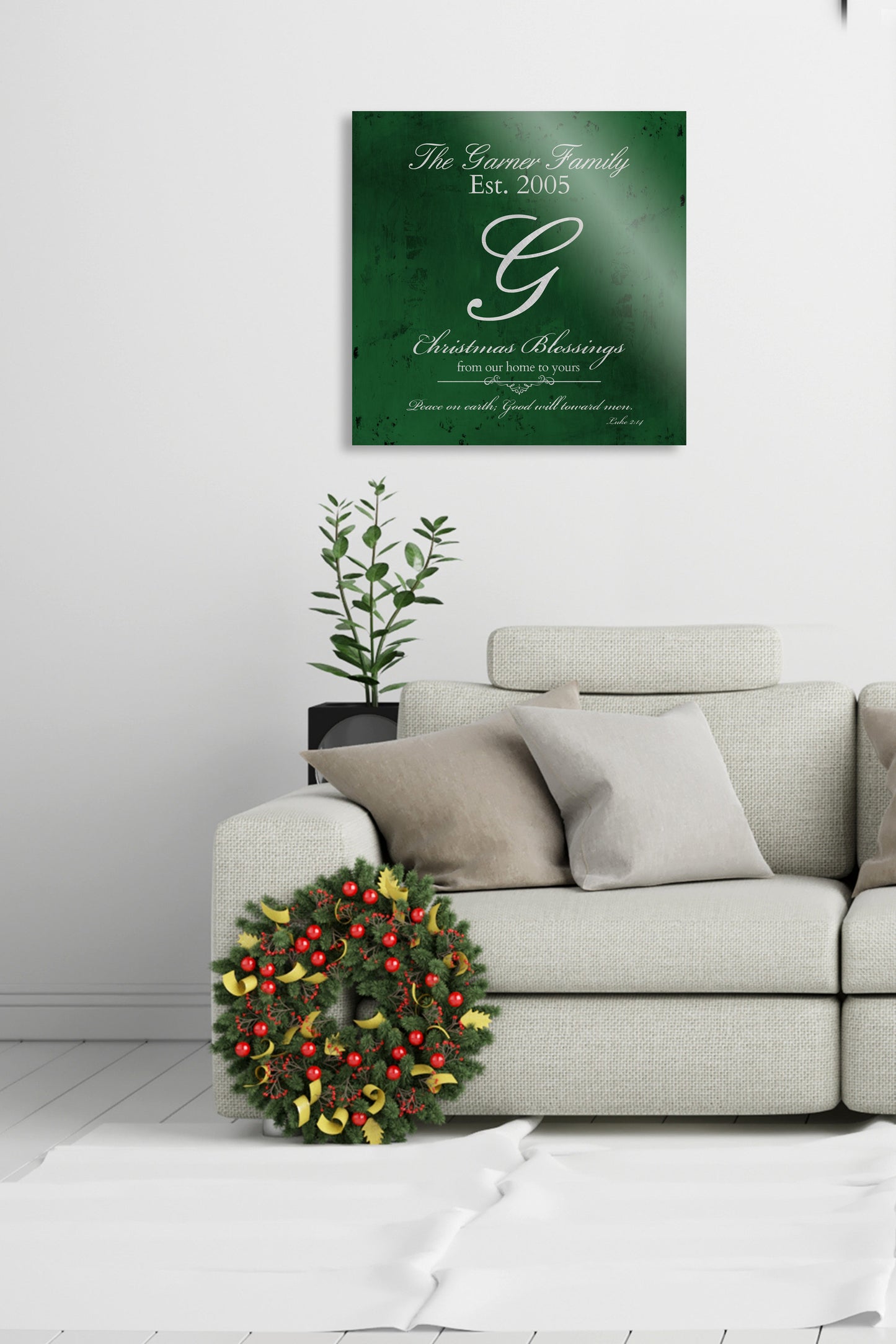 Merry Christmas Sign, Family Gift, Christmas Sign, Holiday Wall Decor, Green Christmas Decor, Christmas, Established Sign, Last Name, Sign