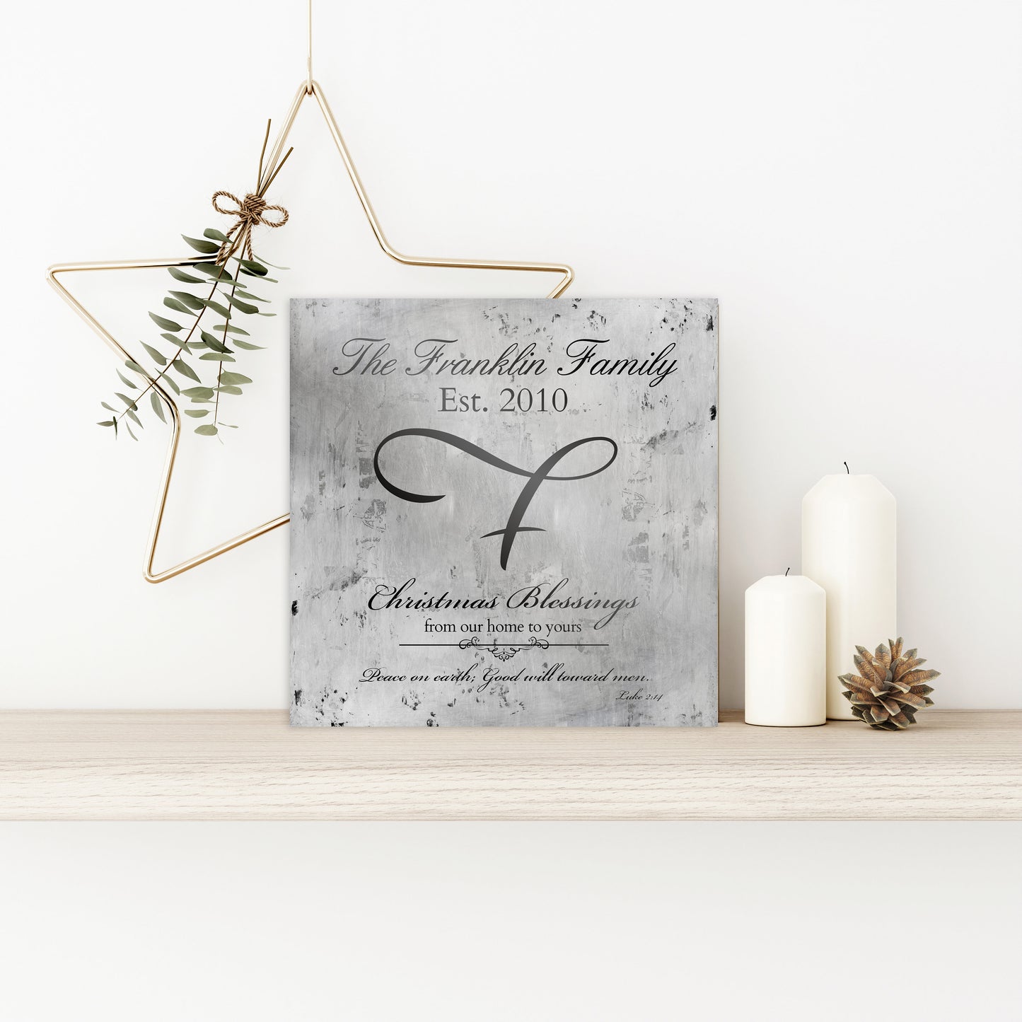 Rustic Silver, Farmhouse Christmas, Merry Christmas Sign, Family Gift, Christmas Sign, Holiday Wall Decor, Established Sign, Last Name, Sign