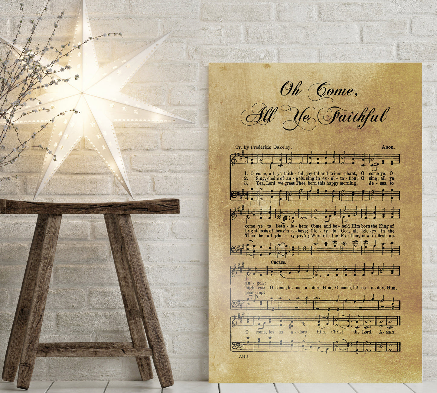 Sheet Music, Rustic Christmas Decor, Oh Come All Ye Faithful, Farmhouse Christmas, Gift, Religious Gift, sign, Metal Christmas Sign, Metal