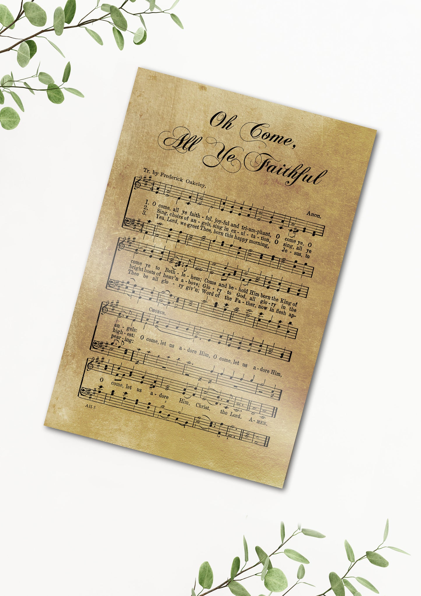 Sheet Music, Rustic Christmas Decor, Oh Come All Ye Faithful, Farmhouse Christmas, Gift, Religious Gift, sign, Metal Christmas Sign, Metal