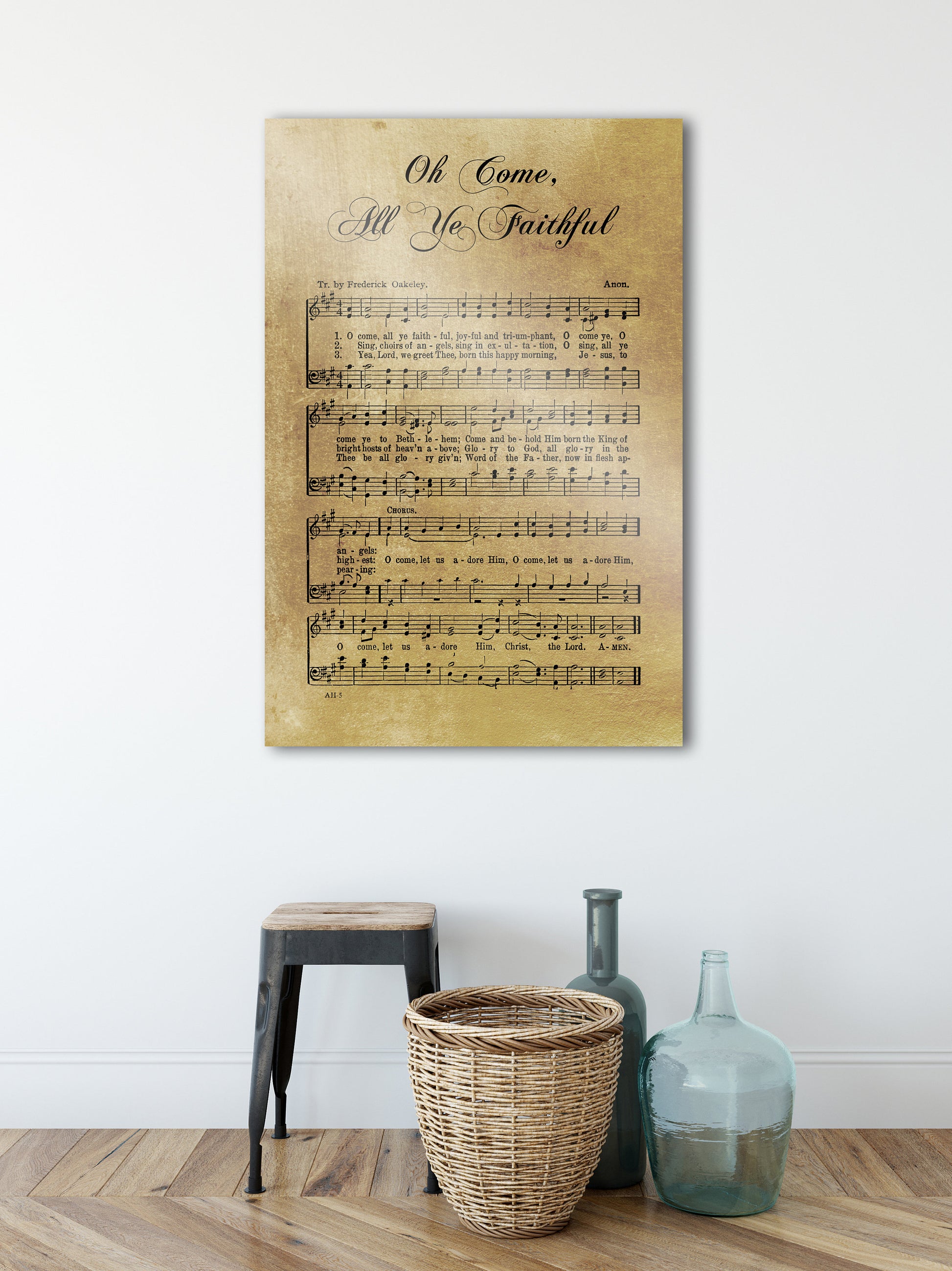 Sheet Music, Rustic Christmas Decor, Oh Come All Ye Faithful, Farmhouse Christmas, Gift, Religious Gift, sign, Metal Christmas Sign, Metal