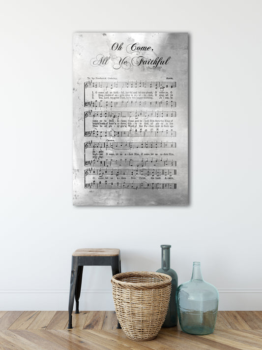 Oh Come All Ye Faithful, Sheet Music, Rustic Christmas Decor, Farmhouse Christmas, Gift, Religious Gift, sign, Metal Christmas Sign, Metal