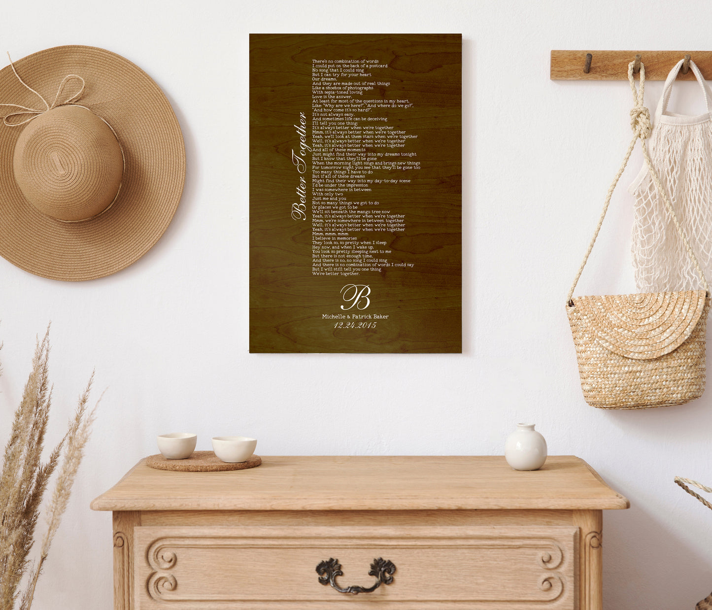 Lyrics on Wood, 5 Year Anniversary Gift, 5th Wedding Anniversary, Gift on Wood, Wood Anniversary Gift, Song Lyrics on Wood, Wooden Song Sign