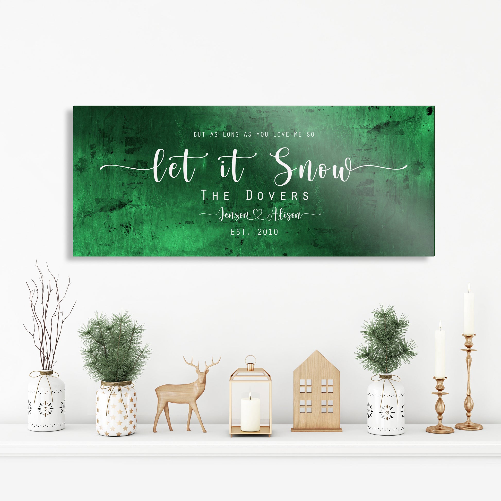 Christmas sign, Let it Snow, Couple Gift, Tin Gift, 10 Year, Personalized, Tin gift, With name, Holiday Sign, Est Sign, Wedding Gift, Winter