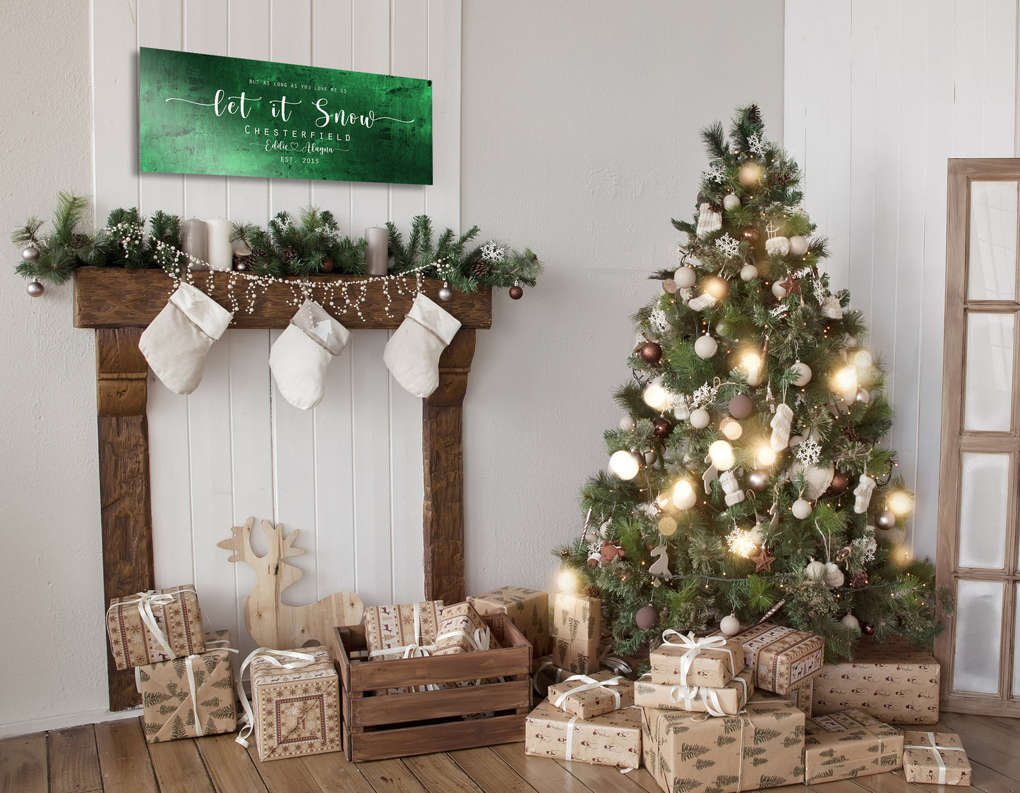 Christmas sign, Let it Snow, Couple Gift, Tin Gift, 10 Year, Personalized, Tin gift, With name, Holiday Sign, Est Sign, Wedding Gift, Winter