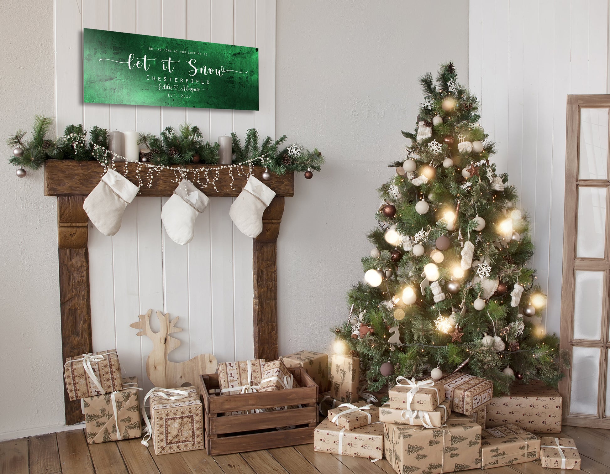 Christmas sign, Let it Snow, Couple Gift, Tin Gift, 10 Year, Personalized, Tin gift, With name, Holiday Sign, Est Sign, Wedding Gift, Winter