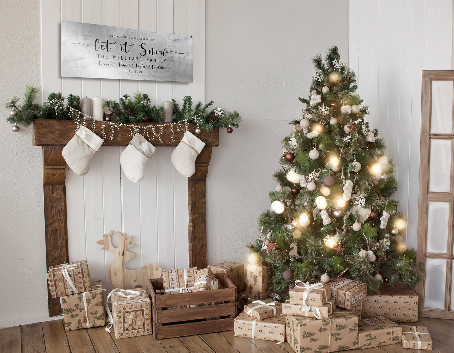 Family Christmas sign, Let it Snow, Couple Gift, Tin Gift, 10 Year, Personalize, Tin gift, Name, Anniversary gift, Est Sign, Wedding Gift,